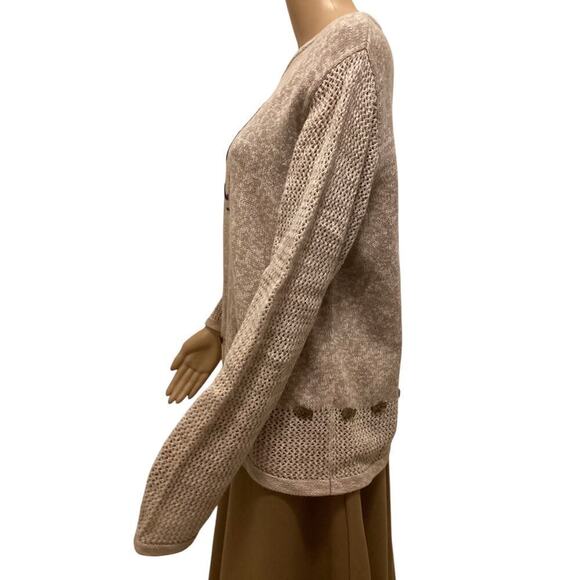 Vntg Christoper & Banks Hand embroidered  Cat embelish knit crewneck sweater L - Picture 3 of 5